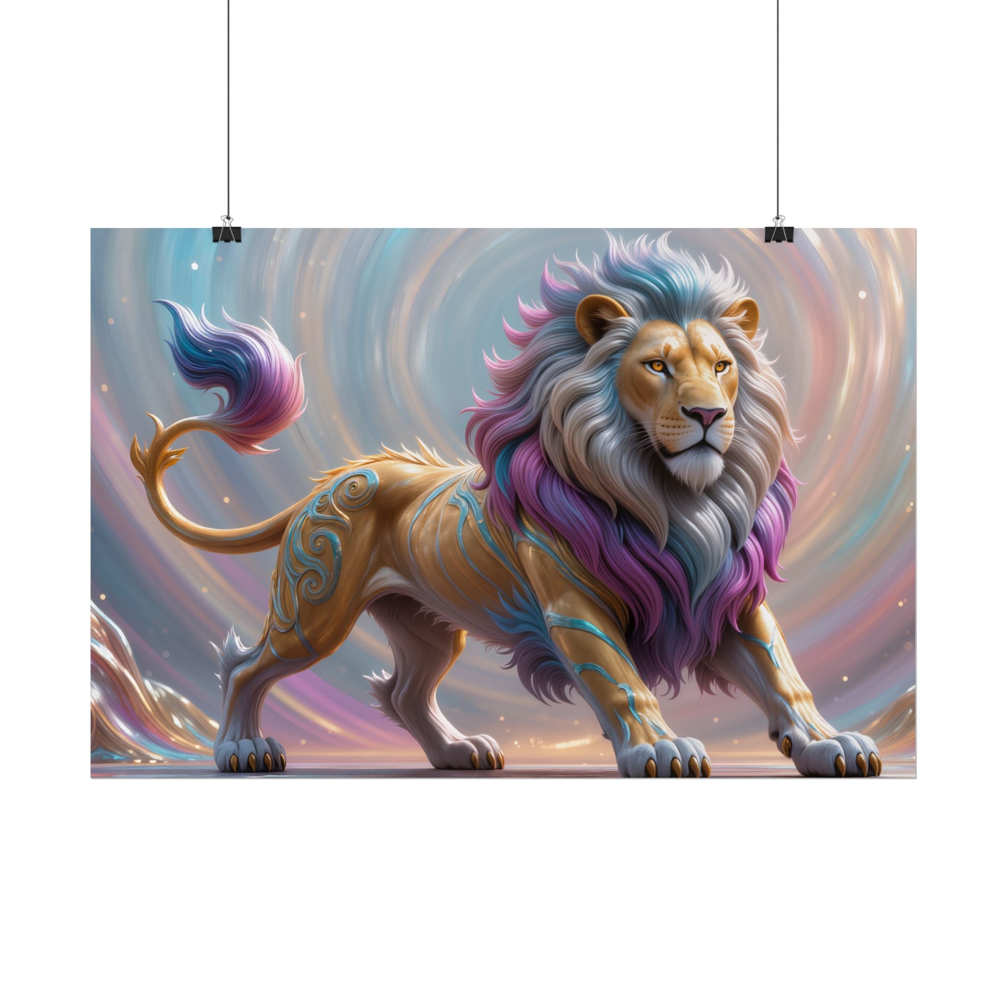 Lion Fantasy Colorful Mythic Lion Rolled Art Print