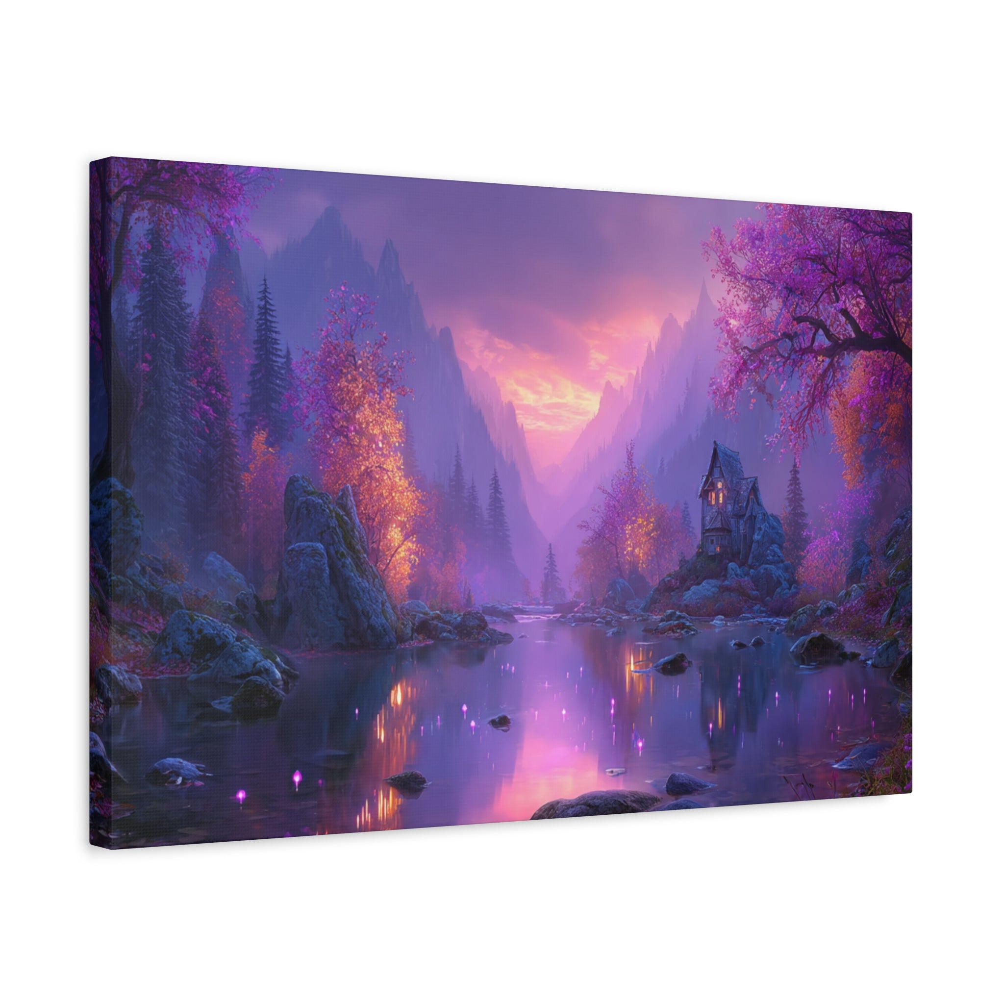 Mystical Twilight Lake Matte Canvas Print