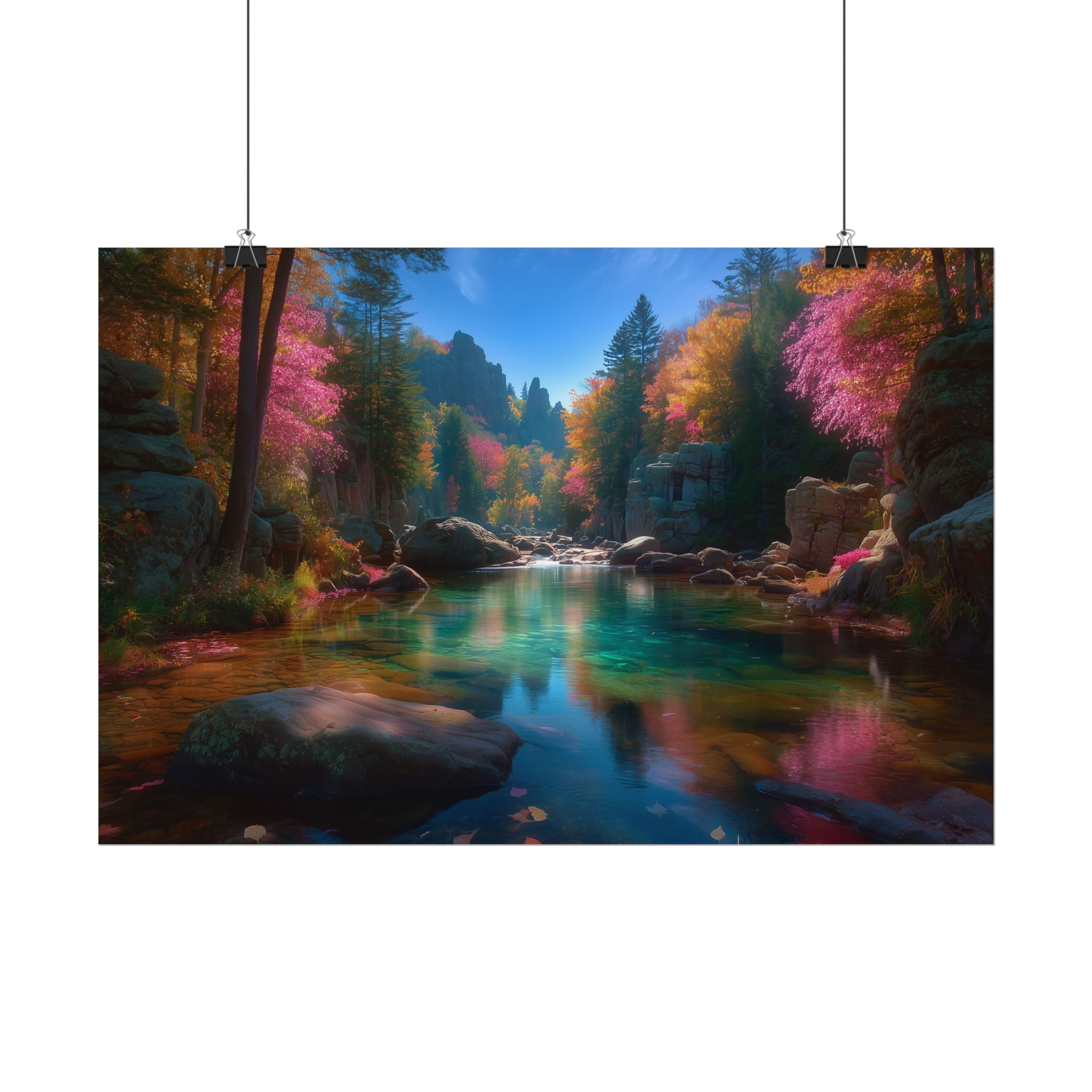 Tranquil Forest River Landscape Print