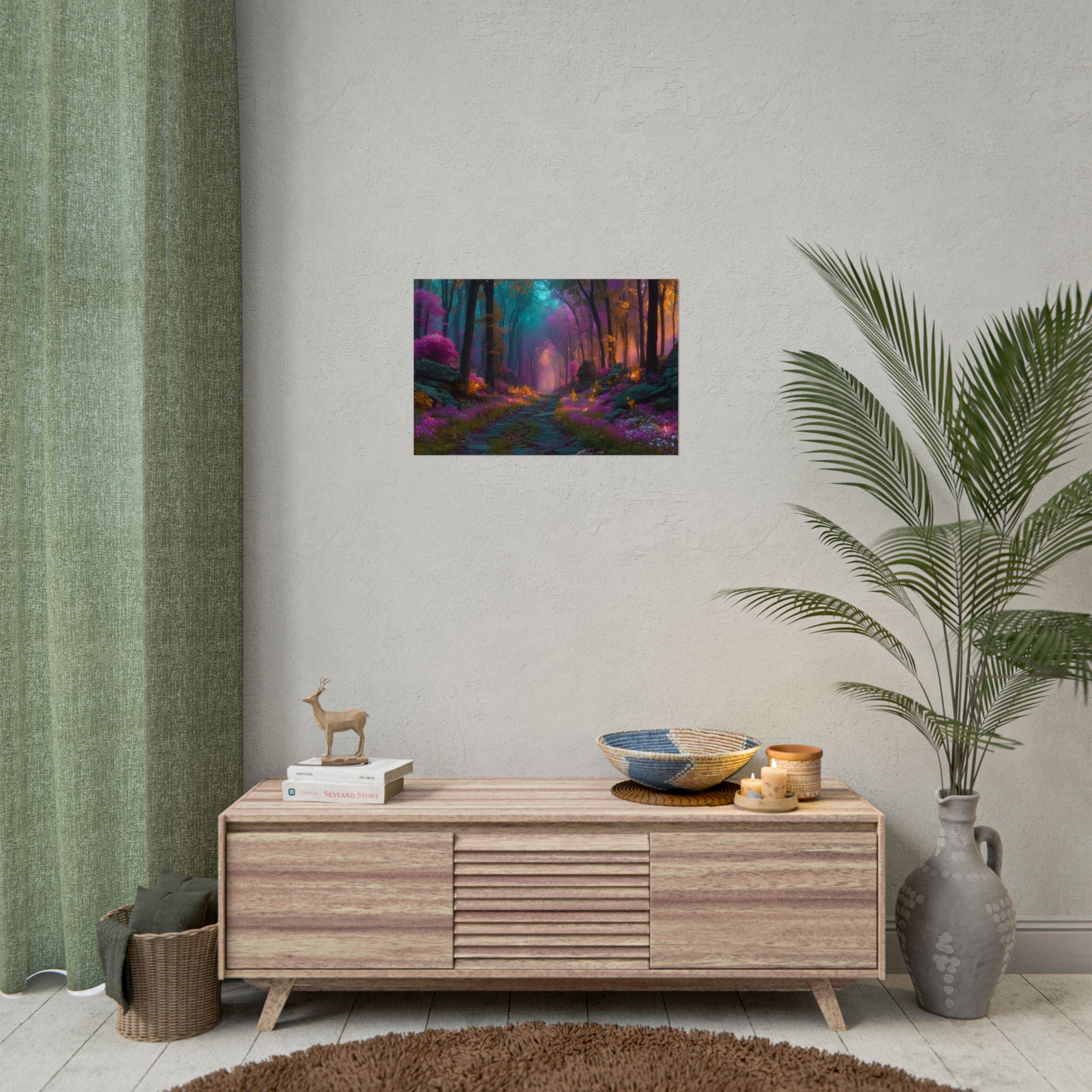 Fantasy Forest Rolled Poster Dreamy Purple & Teal Woodland Wall Art
