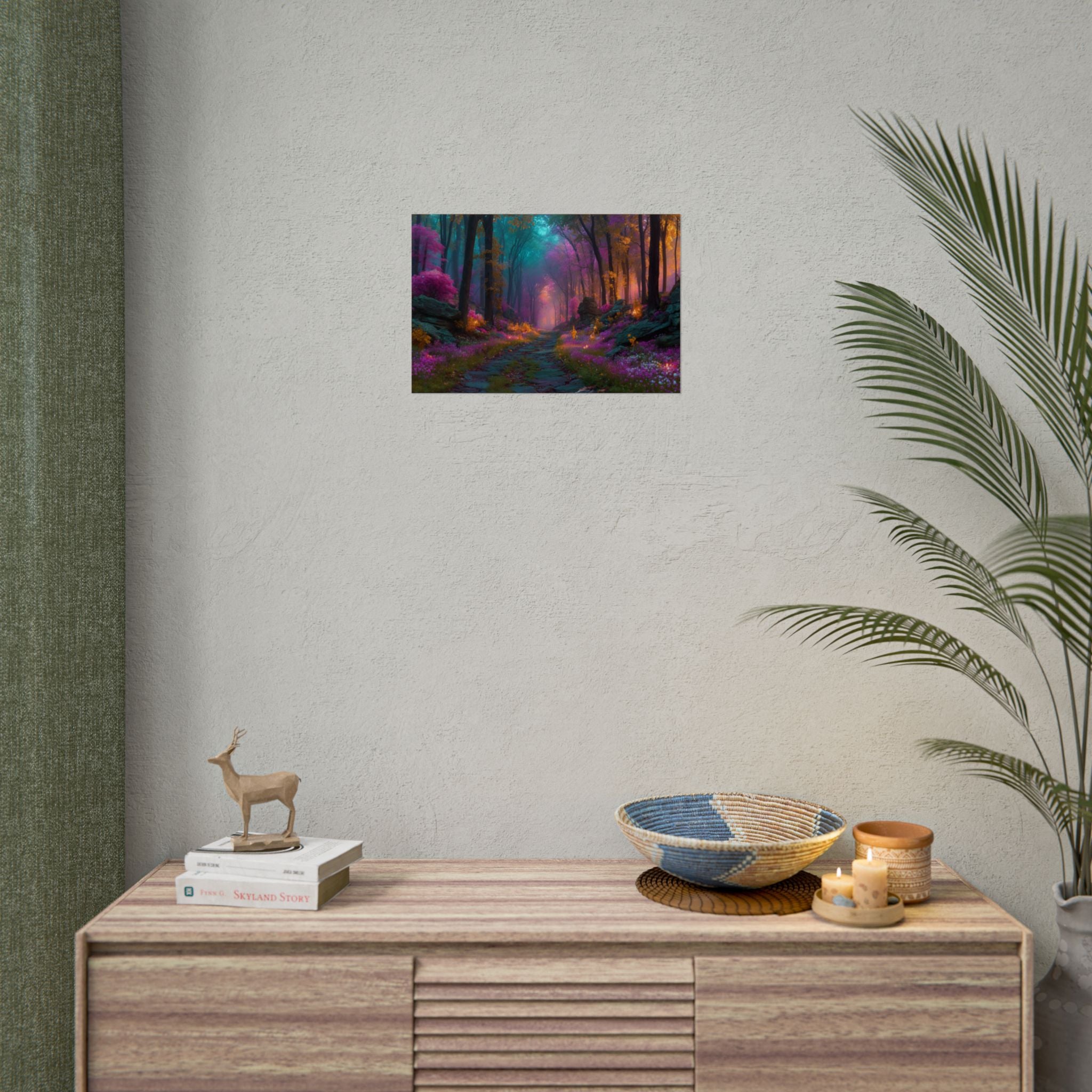 Fantasy Forest Rolled Poster Dreamy Purple & Teal Woodland Wall Art