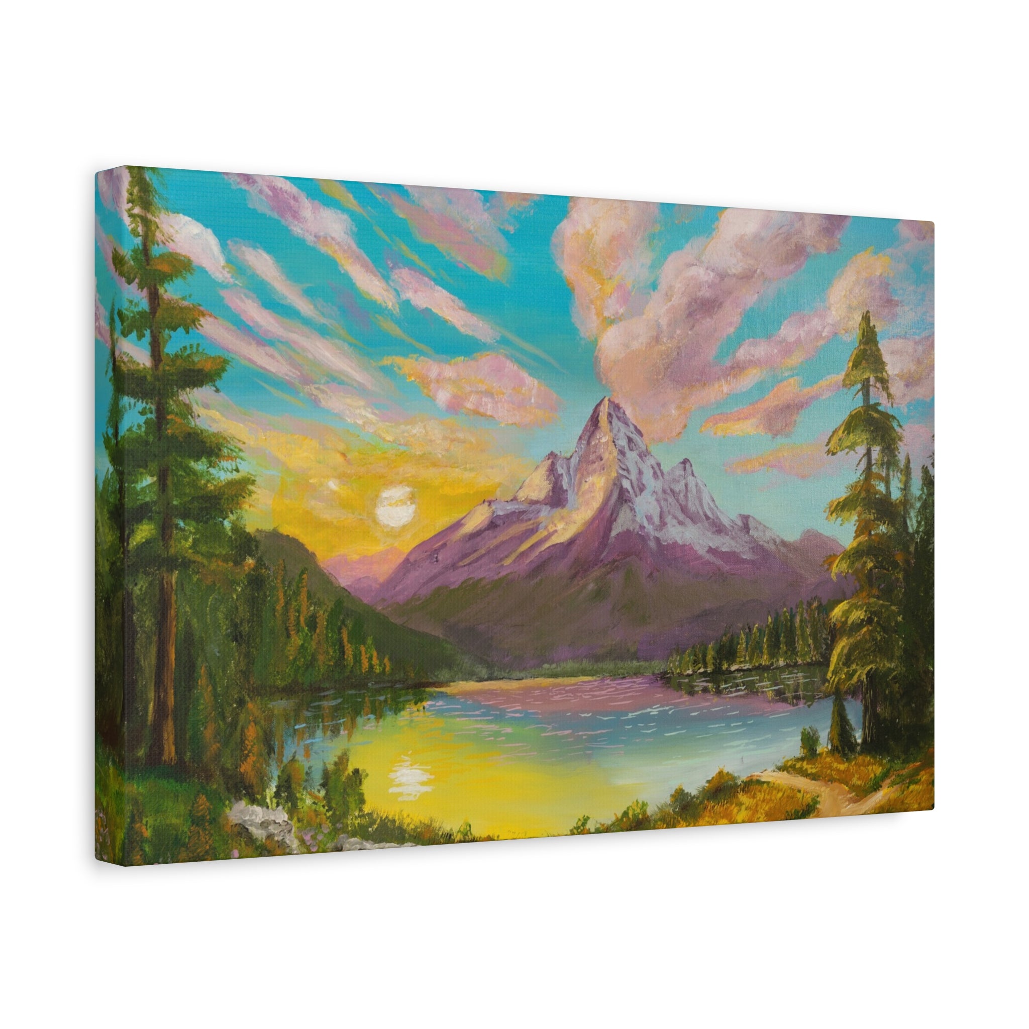 Mountain Sunrise Canvas Print Vibrant Landscape Wall Art