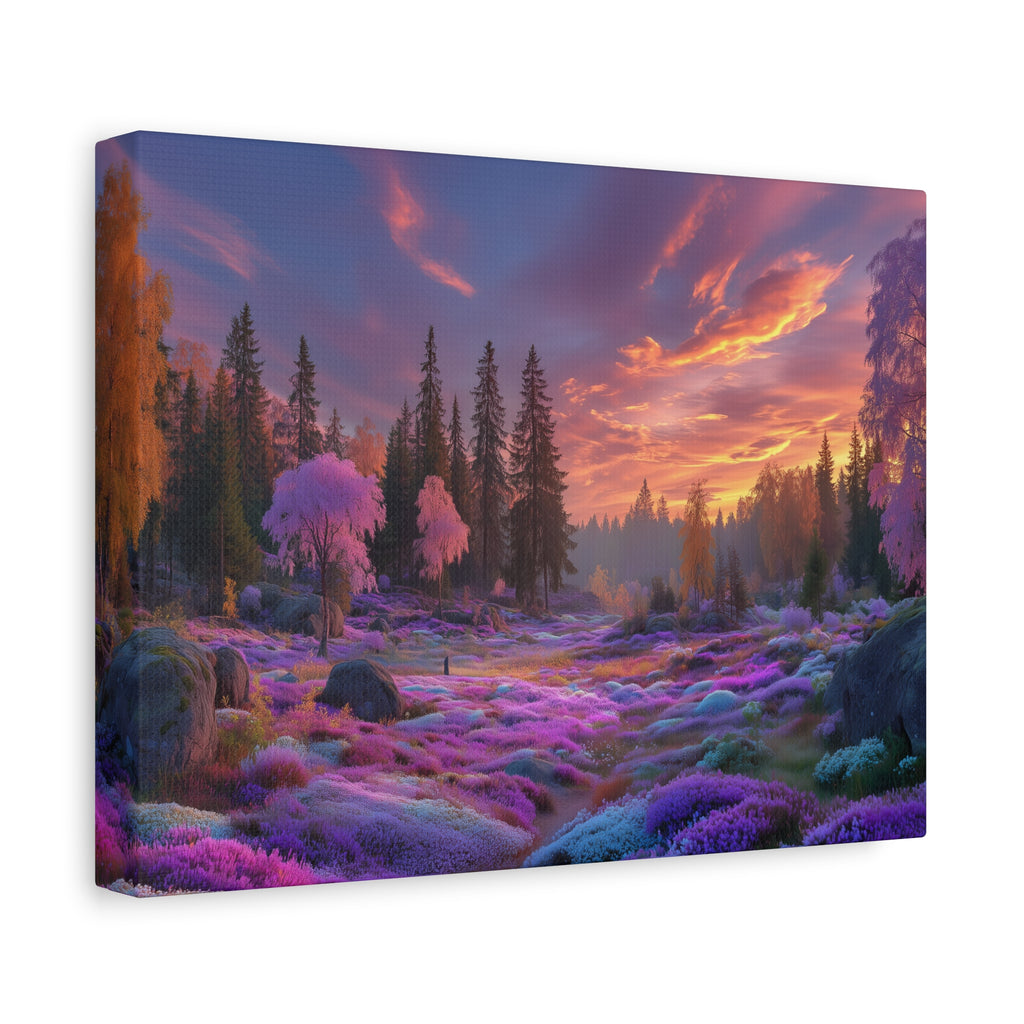 Dreamscape Forest Matte Canvas Print Vibrant Sunset Purple Meadow Wall Art