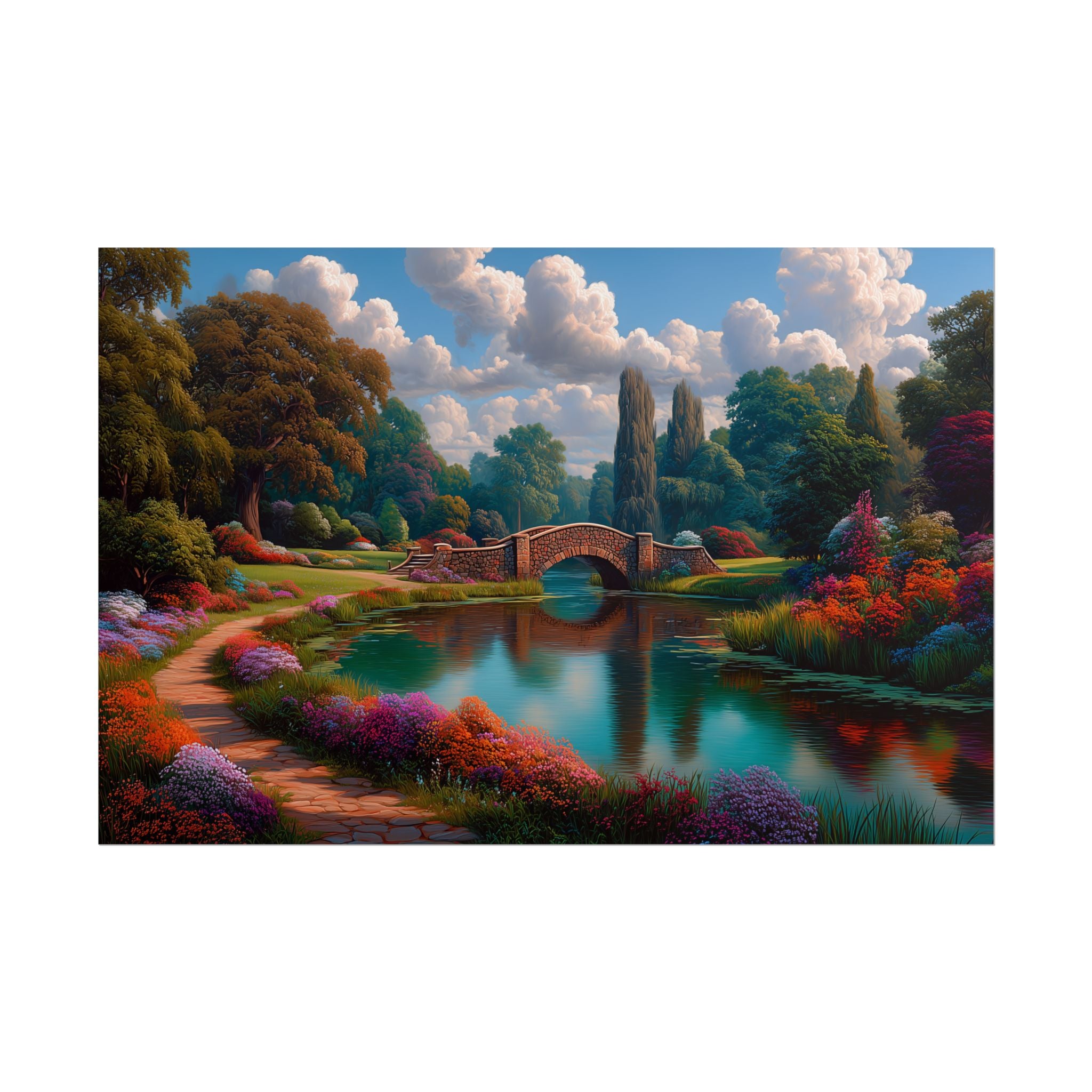 Scenic Garden Bridge Rolled Fine Art Landscape Print